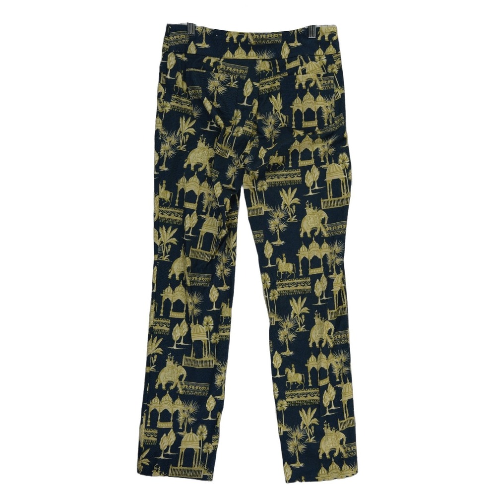 J.McLaughlin Pants Women's Size 8 Navy Gold Elephant Toile Trousers Straight Leg